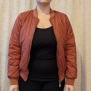 Rose Pink Quilted Bomber Jacket